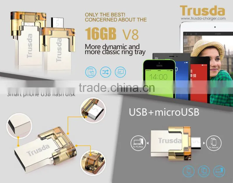 EAGET mobile phone pen drive V8 dual USB otg mobile phone usb flash drive