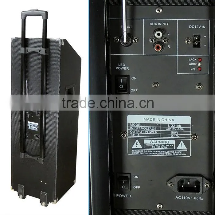 Dual 10" Rechargeable Trolley Speaker PA System with Bluetooth USB/SD/MP3/WMA Playe