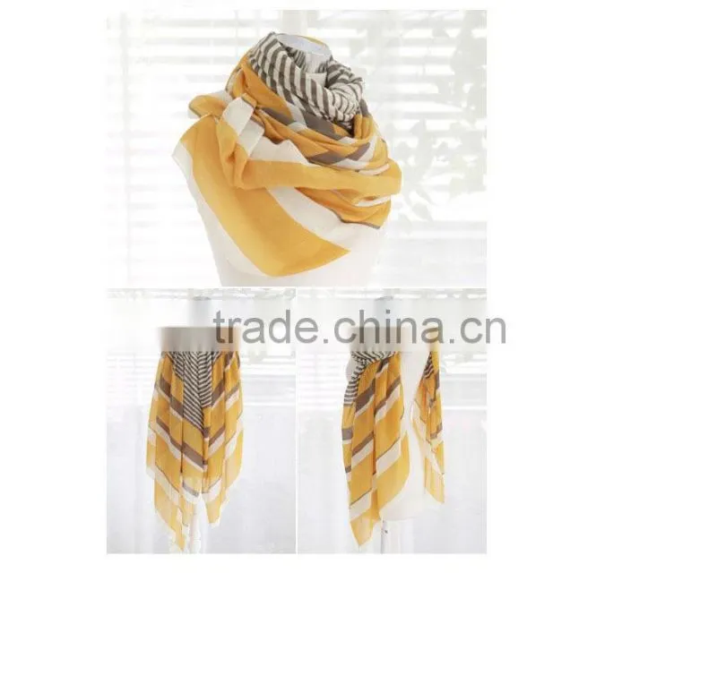2013 hotsale 100% polyester geometic stripe printed scarf