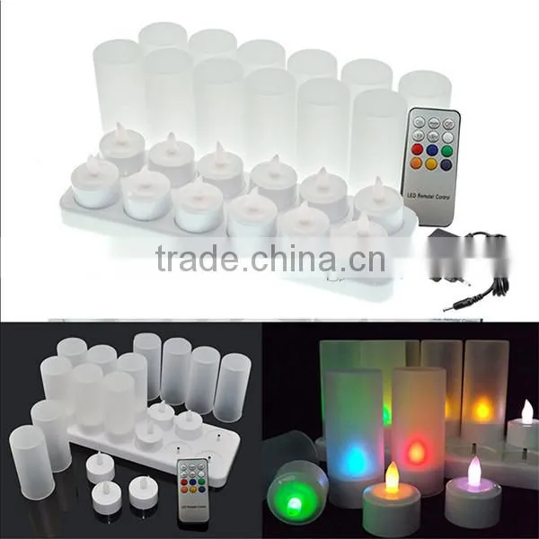 12Pcs/Set RGB Remote Controller Rechargeable LED Tealight Candles for Wedding Birthday Party