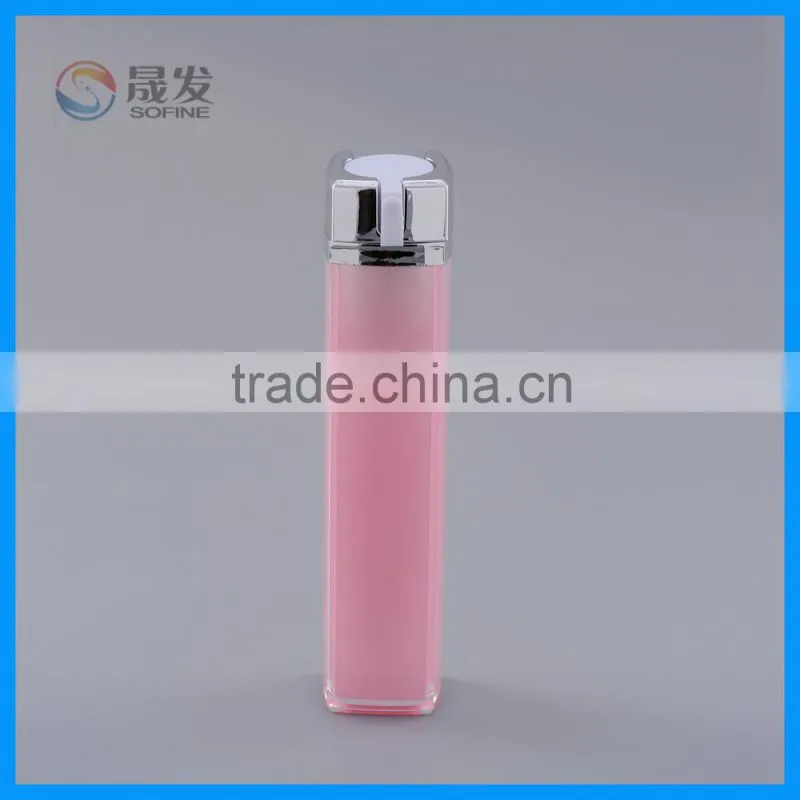 Square rotate pump cosmetic lotion bottle