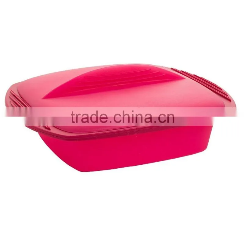 Kitchen cooker square silicone dish steamer with lid