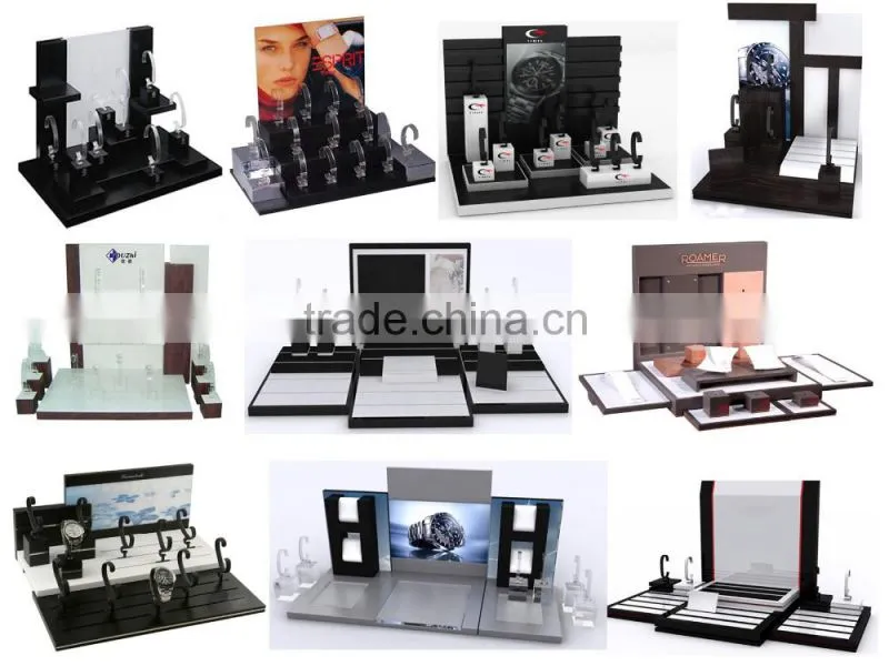 Glossy black painted wooden wrist watches display, MDF watch stand holder