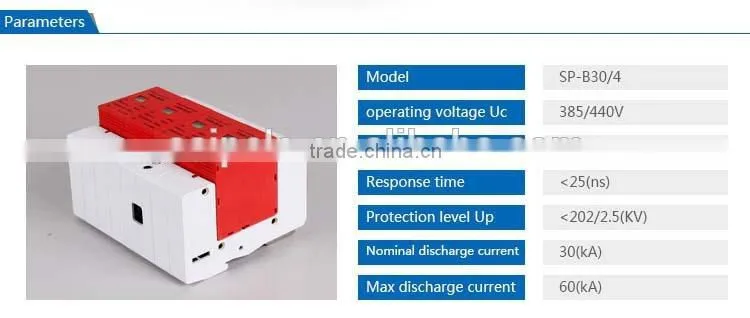 60kA Voltage 4P Lightning Surge Protector Class D protection (SP-B30)