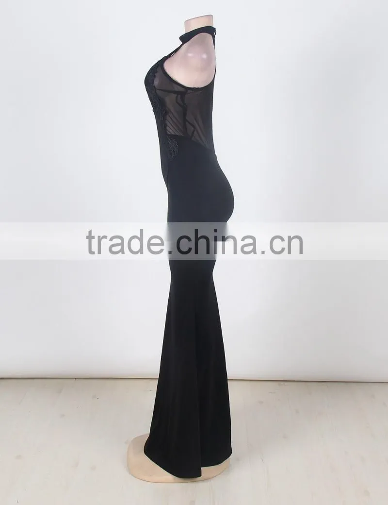 2016 Latest Fashion Hot Wholesale Black Sexy Night Dress Maxi Dresses
