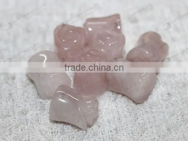 Rose quartz carved flower ear piercing plugs