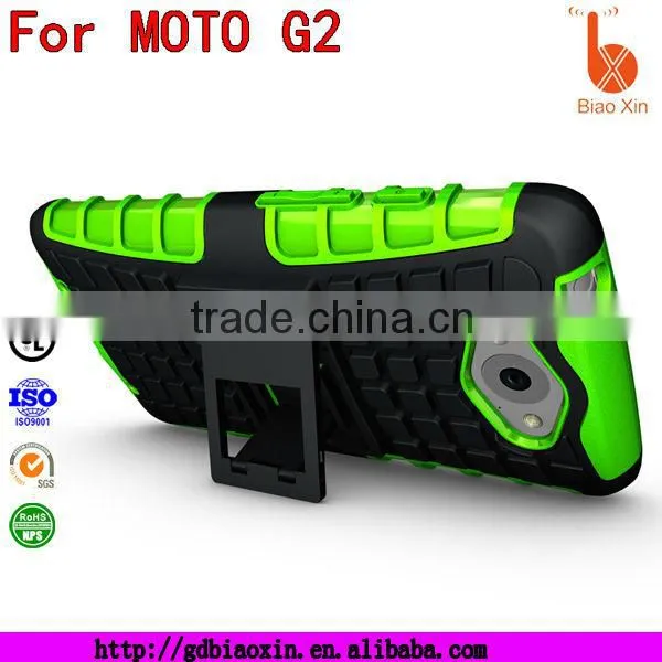 biaoxin new product tough rugged armor kickstand hybrid case for motorola g2