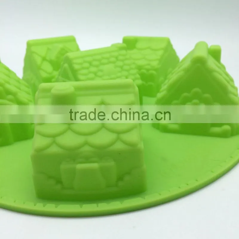 6 Cavity 3D Mini House Shape Silicone Cake Mold chocolate mold