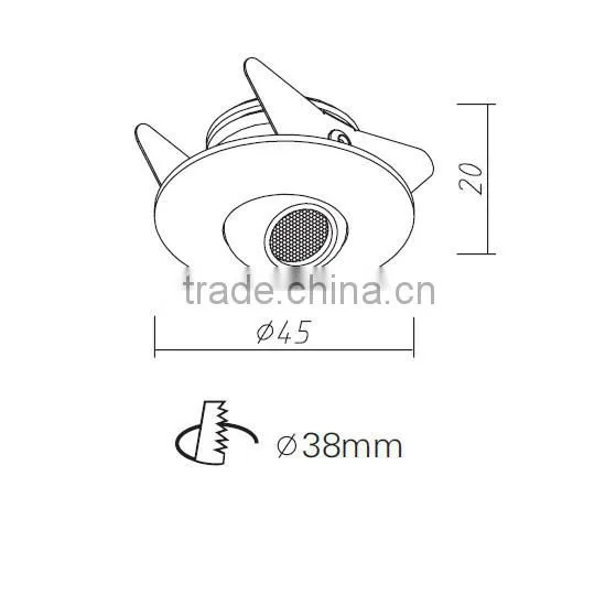 Cut hole 38mm round 1w mini led showcase lights BW8213