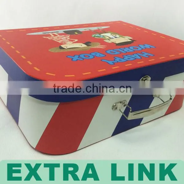 Custom Royal Metal Handle Cardboard Mini Suitcase Storage Box