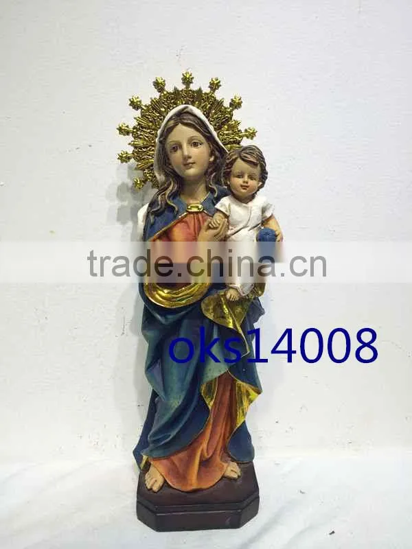 Factory 2016 resin religious virgin mary and baby juesus statue tabletop