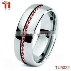 Fashion tungsten carbide wedding band rings inlay steel accessory