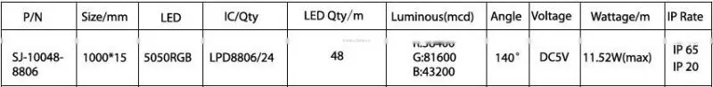 flexible digital lpd8806 led strip light 48leds/m