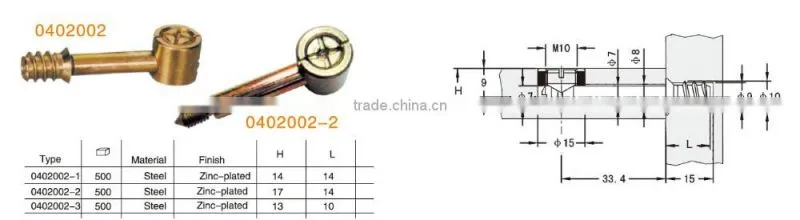 zinc plated steel furniture connecting bolt and screw with cylinder head for furniture connector