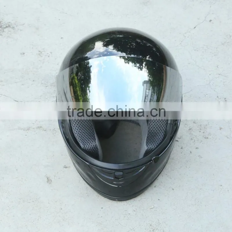 Adult Mirror Shield Gloss Black Full Face Motorcycle Street Helmet DOT Moto Bike