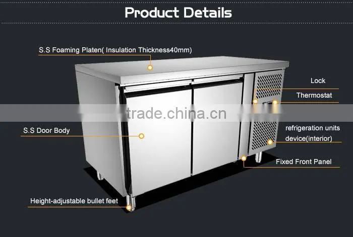 2 Door Stainless Steel Commercial Refrigerated Work Table/four door refrigerator/Chest Style Refrigerator