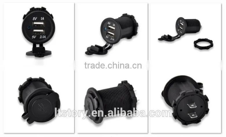 Waterproof DC 12V Car USB charger Socket with Plug