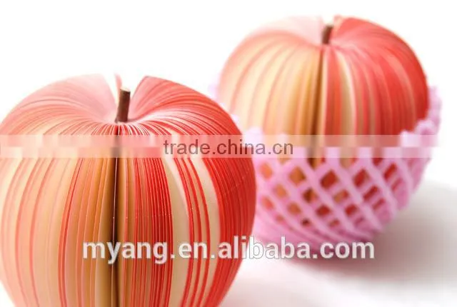 Promotional 3D fruit apple, pear watermelon shaped wholesale note paper fruit memo pad