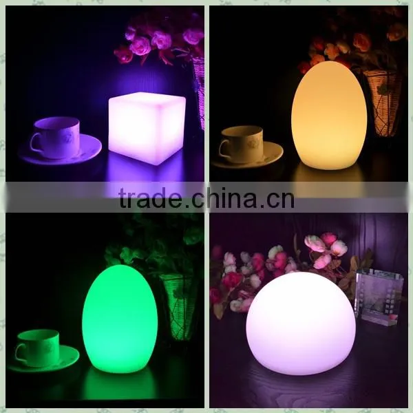 Multi color change egg shaped decorative table lamp for wedding restaurant