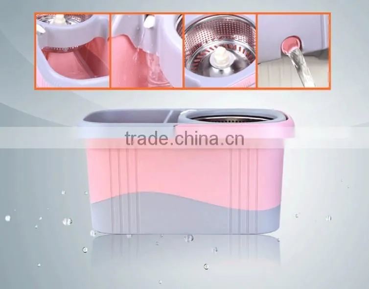Spin Mop & Bucket System, Deluxe 360 Degree Spin Self-wringing Mop and Spin Dry Bucket with 2 Mop Heads - No Foot Pedal Needed