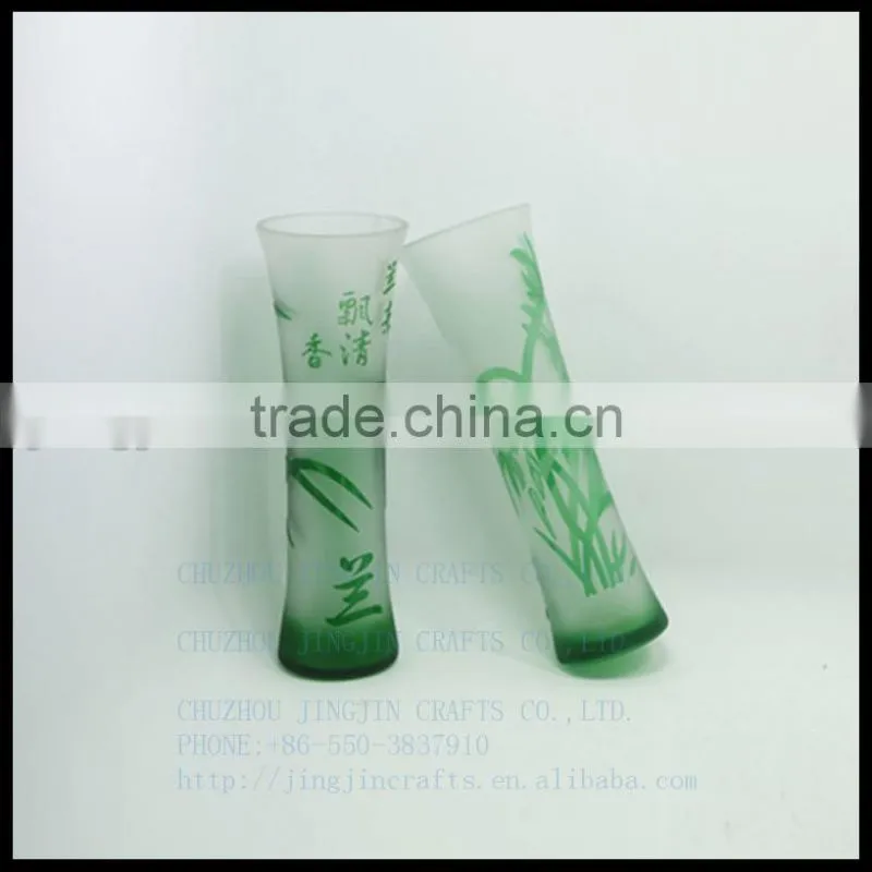modern hand cut overlay single flower crystal glass vase/red green
