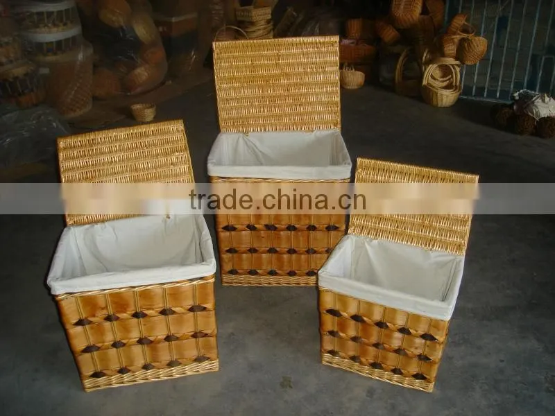round wood laundry basket with lid for dirty clothes