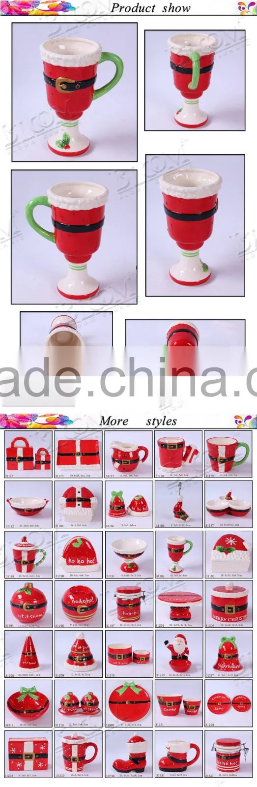 wine glass shape ceramic custom coffee cup with handle