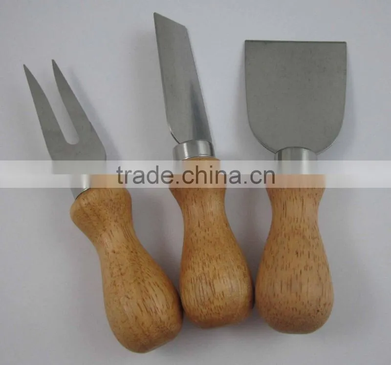 Good Quality Wooden Handle 3pcs Cheese Sets