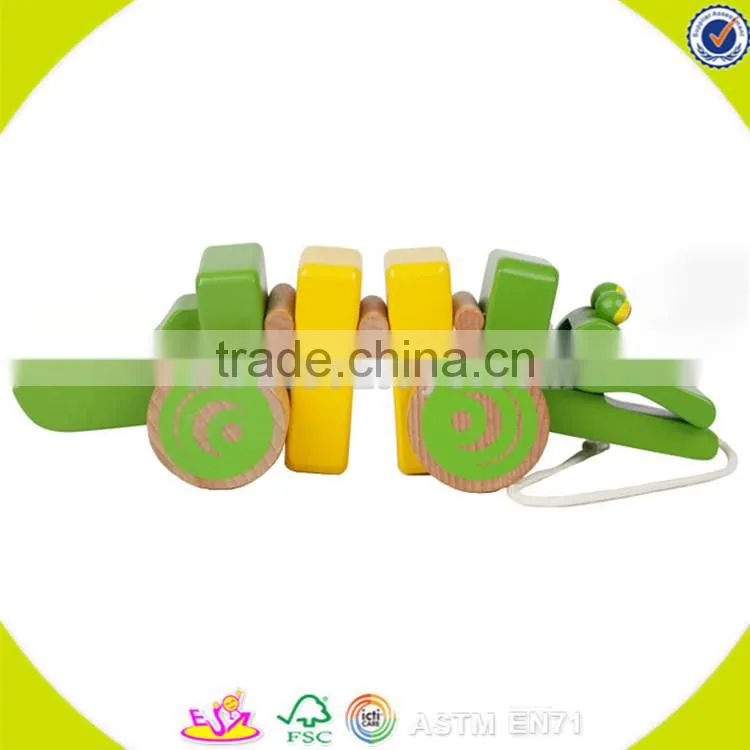 wholesale brand new wooden children pull animal car toy top quality wooden pull animal car toy W05B035