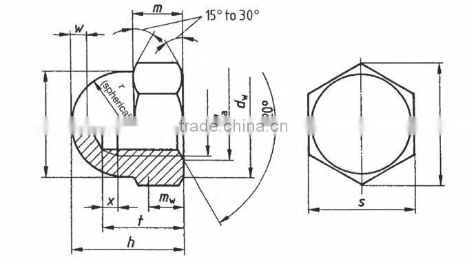 Gr2/Gr5 DIN1587 Titanium Hexagon Metric Cap Nuts