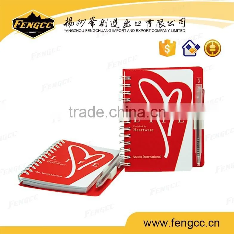 Promotional paper cover memo notebook logo stamp with elastic string