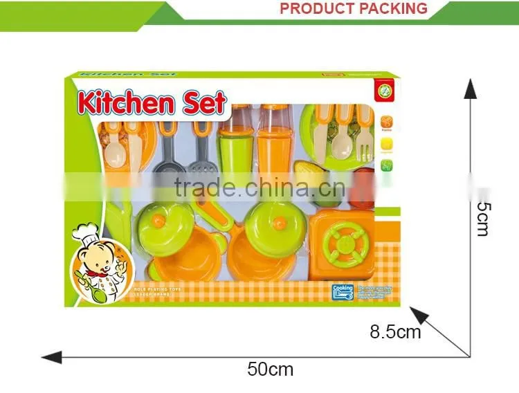 Popular plastic pretend play set cooking toy kids tableware