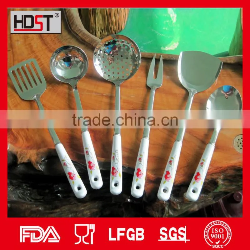 jie yang good quality promotional kitchen utensil set/ceramic handle stainless kitchen utensil set