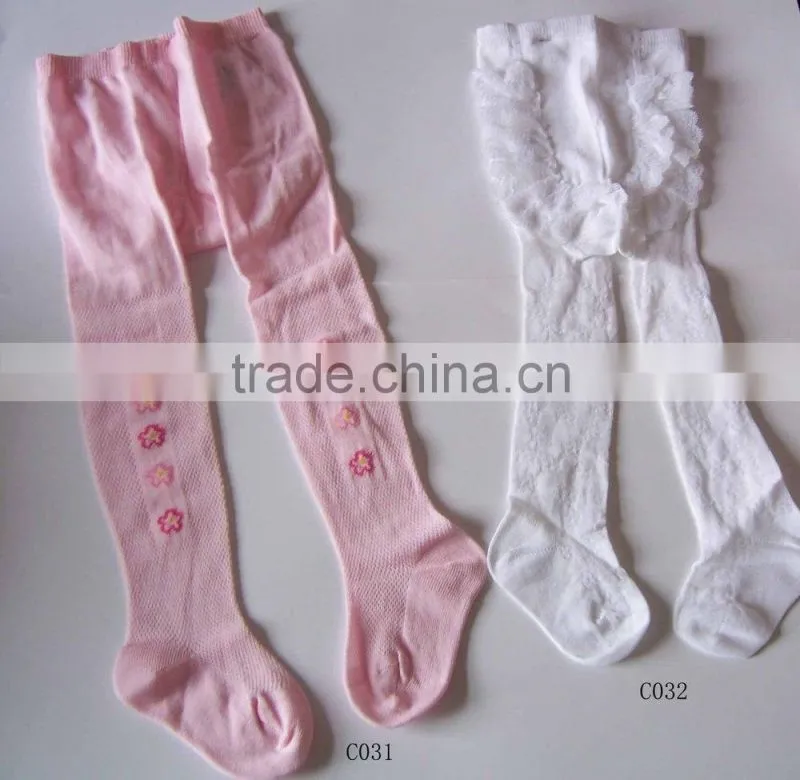 Pink cotton tights kids pantyhose small little girl dance tights