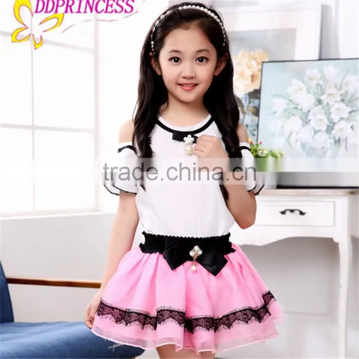 fashion lace big bow ball gown girls two-piece dress princess dress for children