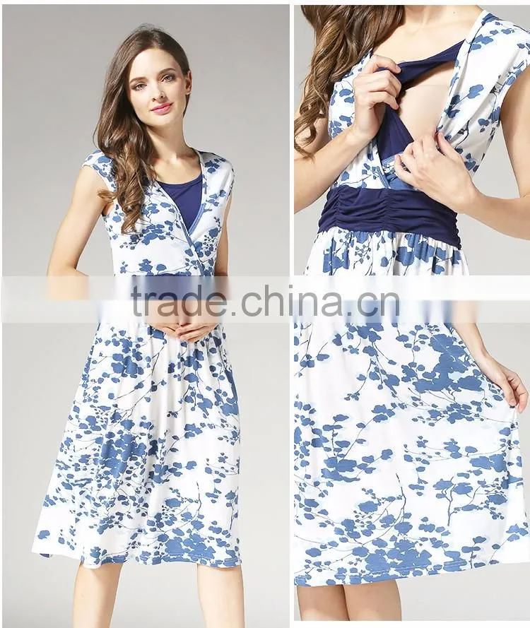 Maternity Evening Dress Loose and comfortable Nursing Clothing Floral Pregnant Mothers Skirts