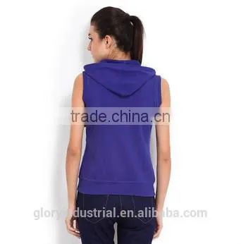 Newest Style Cotton Females Sleeveless Gym Hoodie Cheap