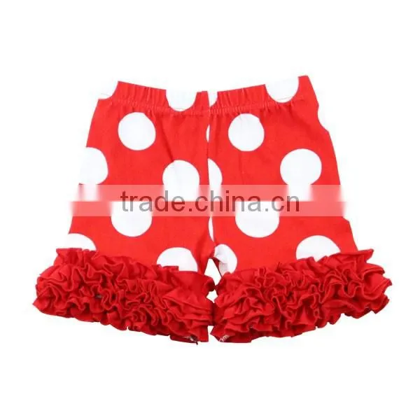 Icing shorts for baby girl summer wholesale cotton hot pants kids boutique dots printing ruffle shorts