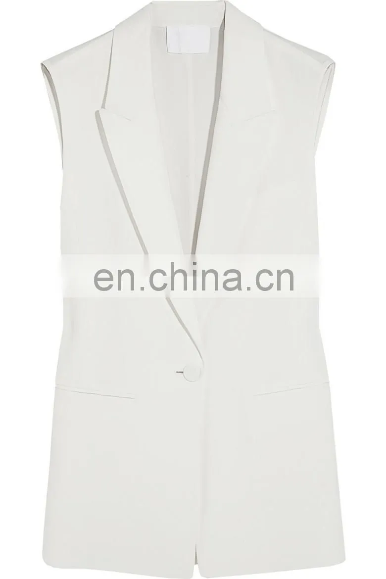 Ladies fashion formal sleeveless jacket with one button design (NTF05161)