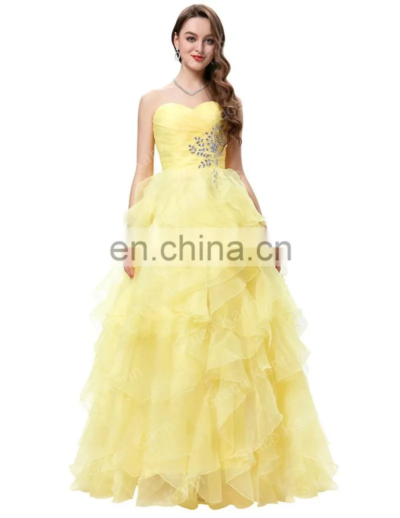 Grace Karin Strapless Off Shoulder Organza Long Ball Gown Western Quinceanera Dress For Daughter CL3411-2