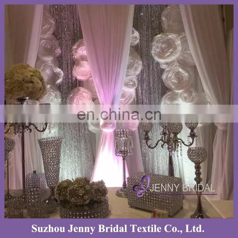 BCK114 cheap retractable indian style luxury hotel curtains with organza flowers