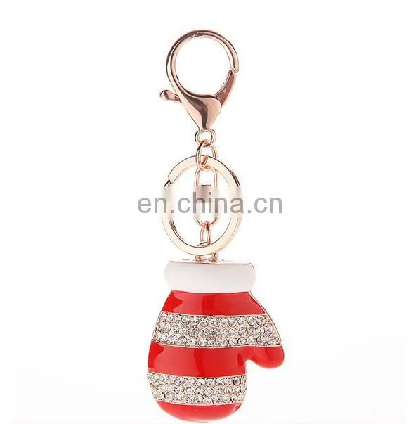 Stock Christmas Trees Rhinestone Metal Promotion Gift Keychain