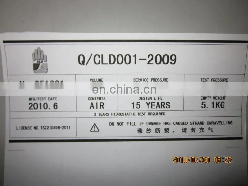 0.3-13L scba-breathing apparatus aluminum cylinder