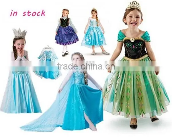 High Quality Hot Frozen Dress Elsa & Anna For Girl Princess Cosplay Dresses SU055