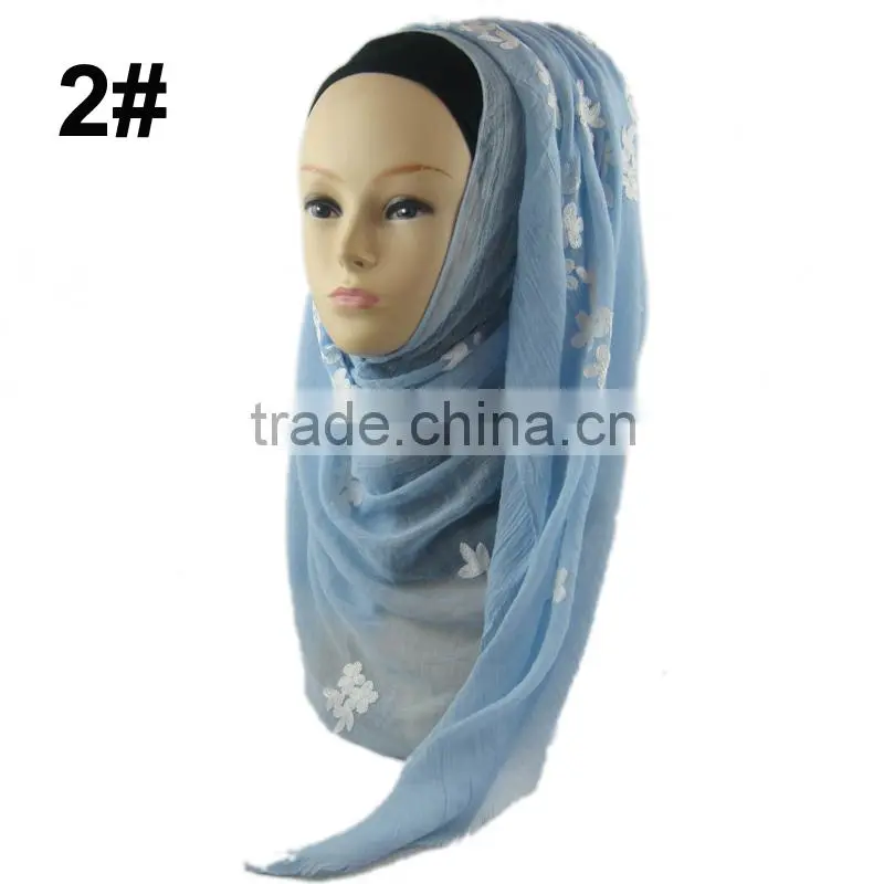 Fashion viscose 180*70cm embroid muslim LONG scarf islamic HEADSCARF