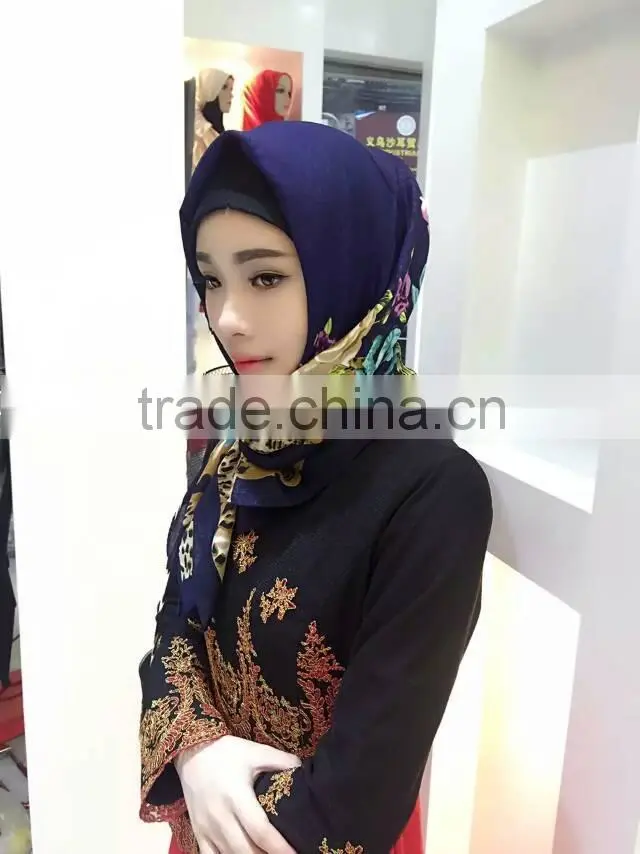 Popular french cotton 110*110cm islamic muslim square scarf