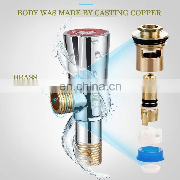 high quality toilet brass angle valve in chrome plated with plastic handle