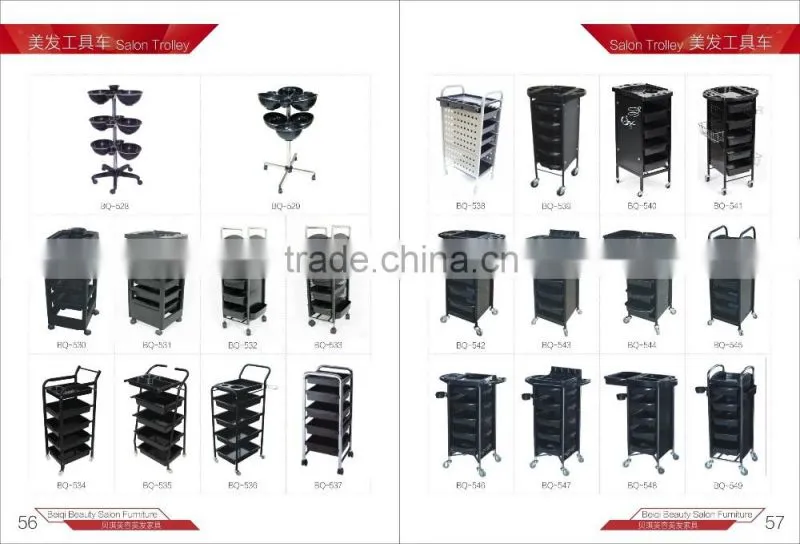 Convenience 3-layer Tool Car Hairdressing Plastic and Metal Shelf Salon Trolley Barber Shop Equipment