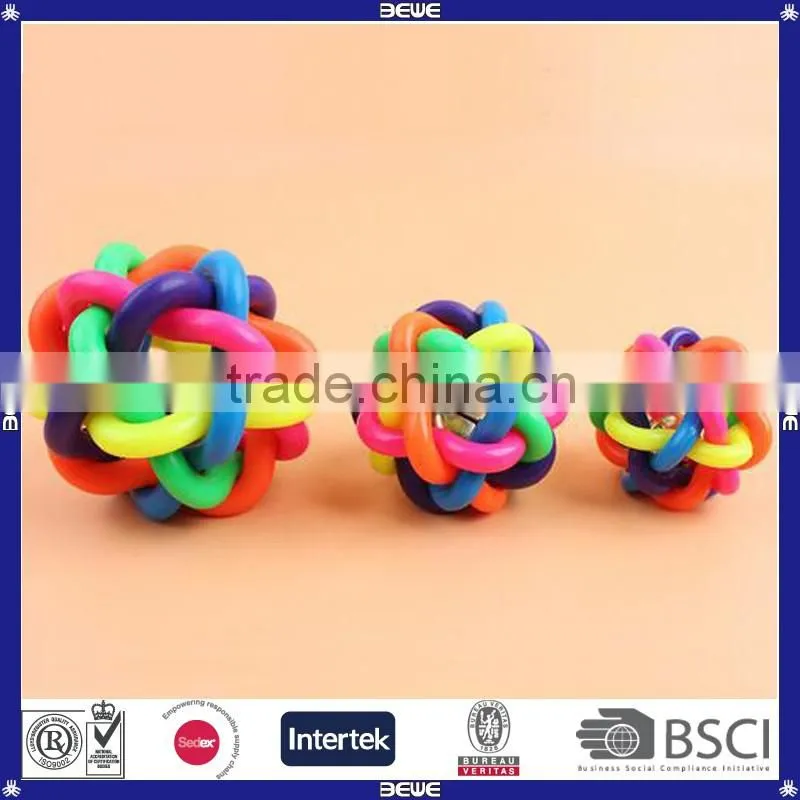 Rainbow Color Soft Rubber Vocal Cheap Balls Pet Toys Ball