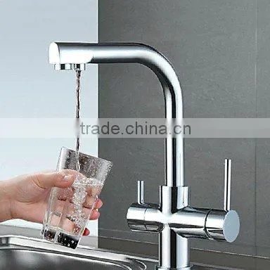 Dual Handle Chrome 3 Way Kitchen Mixer Faucet